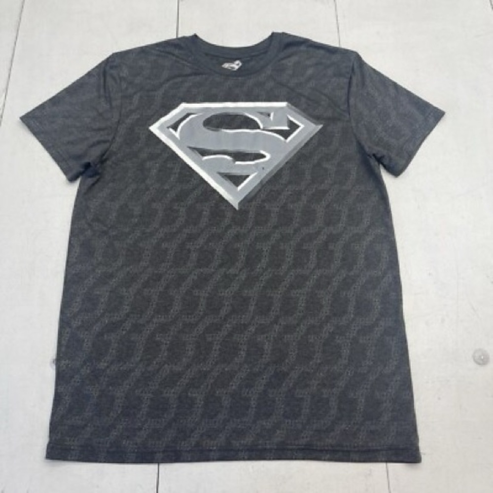 Superman DC Comics Gray Polyester T-Shirt (Mens Size Large)White Logo